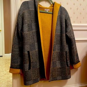 Wool & Cashmere Houndstooth Checked Sweater Jacket